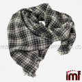 White Black Scarf Check Scarf Plaid Scarf Square Scarf Tassel Scarf